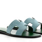 Hermes Oran Sandal Vert D'eau Suede Goatskin