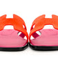 HERMES Suede Goatskin Oran Sandals Orange Synthetique
