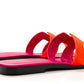 HERMES Suede Goatskin Oran Sandals Orange Synthetique