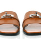 HERMES Calfskin Giulia Sandals Naturel 'Brown'