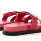 HERMES Suede Goatskin Womens Chypre Sandals Rose Aphrodite