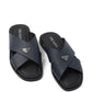 Prada suede crisscross slides baltic blue