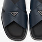 Prada suede crisscross slides baltic blue