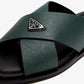 Prada Suede Crisscross Slides Emerlad green