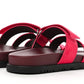 HERMES Suede Goatskin Womens Chypre Sandals Rouge Marsala