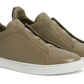 Zegna Triple Stitch leather sneakers "olive green"