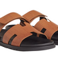 Hermes Calfskin Sandals Crocodile Skin "Naturel"