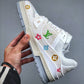 Louis Vuitton Trainer White Denim Embroidered