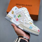 Louis Vuitton Trainer White Denim Embroidered