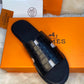 Hermes Izmir Croco Black Sandals