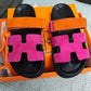 Hermes Chypre Pink Orange Suede Sandals